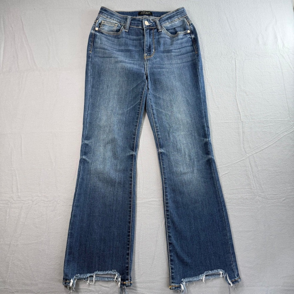 Judy Blue Cropped Bootcut Jeans Womens 3/26 Blue Raw Hem - Picture 3 of 9
